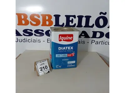 LOTE 210 - 01 LATA DE TINTA PARA INTERIORES DE 16/18 BRANCO BASE P MARCA IQUINE DIATEX. (NOVO) (NO ESTADO) ATENÇÃO! FAZER A VISITAÇÃO ANTES DE ARREMATAR, NÃO SABEMOS SE FUNCIONA. LEILÃO NÃO TEM GARANTIA E NEM DEVOLUÇÃO, SUJEITO A POSSÍVEIS AVARIAS VISÍVEIS/OCULTAS E/OU AUSÊNCIA DE COMPONENTES.