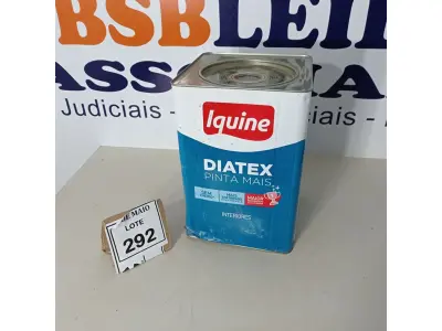 LOTE 292 - 01 LATA DE TINTA PARA INTERIORES DE 16/18 BRANCO BASE P MARCA IQUINE DIATEX. (NOVO) (NO ESTADO) ATENÇÃO! FAZER A VISITAÇÃO ANTES DE ARREMATAR, NÃO SABEMOS SE FUNCIONA. LEILÃO NÃO TEM GARANTIA E NEM DEVOLUÇÃO, SUJEITO A POSSÍVEIS AVARIAS VISÍVEIS/OCULTAS E/OU AUSÊNCIA DE COMPONENTES.