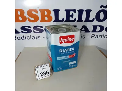 LOTE 286 - 01 LATA DE TINTA PARA INTERIORES IQUINE DIATEX BASE P ACRÍLICO FOSCO 18 L. (NOVO) (NO ESTADO) ATENÇÃO! FAZER A VISITAÇÃO ANTES DE ARREMATAR, NÃO SABEMOS SE FUNCIONA. LEILÃO NÃO TEM GARANTIA E NEM DEVOLUÇÃO, SUJEITO A POSSÍVEIS AVARIAS VISÍVEIS/OCULTAS E/OU AUSÊNCIA DE COMPONENTES.