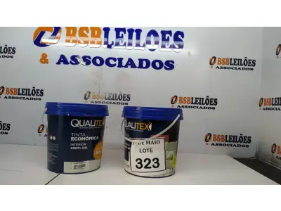 LOTE 323 - 02 GALÕES DE TINTA DE 3,6L AMARELO SOL MARCA QUALITEX. (NOVO) (NO ESTADO) ATENÇÃO! FAZER A VISITAÇÃO ANTES DE ARREMATAR, NÃO SABEMOS SE FUNCIONA. LEILÃO NÃO TEM GARANTIA E NEM DEVOLUÇÃO, SUJEITO A POSSÍVEIS AVARIAS VISÍVEIS/OCULTAS E/OU AUSÊNCIA DE COMPONENTES.