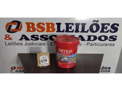 LOTE 078 - 01 GALÃO DE 18L DE ADITIVO PLASTIFICANTE PARA ARGAMASSA MARCA DRYKAL. (NOVO) (NO ESTADO) ATENÇÃO! FAZER A VISITAÇÃO ANTES DE ARREMATAR, NÃO SABEMOS SE FUNCIONA. LEILÃO NÃO TEM GARANTIA E NEM DEVOLUÇÃO, SUJEITO A POSSÍVEIS AVARIAS VISÍVEIS/OCULTAS E/OU AUSÊNCIA DE COMPONENTES.