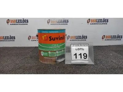 LOTE 119 - 01 LATA DE TINTA ESMALTE PARA MADEIRAS E METAIS NA COR BRILHANTE AMARELO OURO DE 3,6L MARCA SUVINIL. (NOVO) (NO ESTADO) ATENÇÃO! FAZER A VISITAÇÃO ANTES DE ARREMATAR, NÃO SABEMOS SE FUNCIONA. LEILÃO NÃO TEM GARANTIA E NEM DEVOLUÇÃO, SUJEITO A POSSÍVEIS AVARIAS VISÍVEIS/OCULTAS E/OU AUSÊNCIA DE COMPONENTES.
