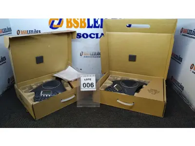 LOTE 006 - 02 ESTAÇOES DE AUDIOCONFERÊNCIA MARCA POLYCOM SOUNDSTATIOM. (NO ESTADO) ATENÇÃO! FAZER A VISITAÇÃO ANTES DE ARREMATAR, NÃO SABEMOS SE FUNCIONA, LEILÃO NÃO TEM GARANTIA E NEM DEVOLUÇÃO, SUJEITO A POSSÍVEIS AVARIAS VISÍVEIS/OCULTAS E/OU AUSÊNCIA DE COMPONENTES.