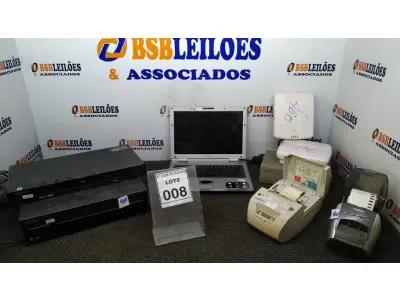 LOTE 008 - 01 NOTEBOOK WIN, 01 APARELHO DE DVD MARCA PIONEER, 01 APARELHO DE VÍDEO CASSETE MARCA TOSHIBA, 01 IMPRESSORA DE ETIQUETA, 01 IMPRESSORA DE CUPOM, 01 DISTRIBUIDOR DE VÍDEO E 02 PONTOS DE ACESO SEM FIO. (NO ESTADO) ATENÇÃO! FAZER A VISITAÇÃO ANTES DE ARREMATAR, NÃO SABEMOS SE FUNCIONA, LEILÃO NÃO TEM GARANTIA E NEM DEVOLUÇÃO, SUJEITO A POSSÍVEIS AVARIAS VISÍVEIS/OCULTAS E/OU AUSÊNCIA DE COMPONENTES.