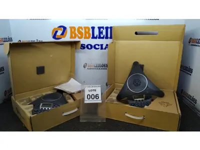LOTE 006 - 02 ESTAÇOES DE AUDIOCONFERÊNCIA MARCA POLYCOM SOUNDSTATIOM. (NO ESTADO) ATENÇÃO! FAZER A VISITAÇÃO ANTES DE ARREMATAR, NÃO SABEMOS SE FUNCIONA, LEILÃO NÃO TEM GARANTIA E NEM DEVOLUÇÃO, SUJEITO A POSSÍVEIS AVARIAS VISÍVEIS/OCULTAS E/OU AUSÊNCIA DE COMPONENTES.