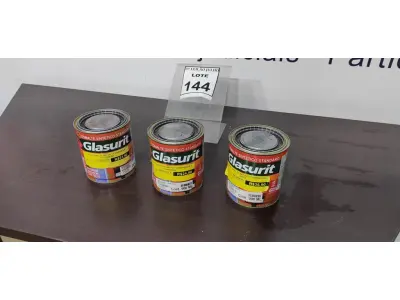 LOTE 144 - 03 LATAS DE ESMALTE SINTÉTICO DE 900ML CORES VARIADAS MARCA GLASURIT. (NO ESTADO) ATENÇÃO! FAZER A VISITAÇÃO ANTES DE ARREMATAR, NÃO SABEMOS SE FUNCIONA, LEILÃO NÃO TEM GARANTIA E NEM DEVOLUÇÃO, SUJEITO A POSSÍVEIS AVARIAS VISÍVEIS/OCULTAS E/OU AUSÊNCIA DE COMPONENTES.