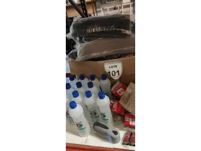 LOTE 101 - 01 LOTE COM GRANDE QUANTIDADE DE ARAMES DE CADERNOS, CLIPS DE PAPEL, COLCHETES XR E ÁLCOOL EM GEL 70%. (NO ESTADO) ATENÇÃO! FAZER A VISITAÇÃO ANTES DE ARREMATAR, NÃO SABEMOS SE FUNCIONA, LEILÃO NÃO TEM GARANTIA E NEM DEVOLUÇÃO, SUJEITO A POSSÍVEIS AVARIAS VISÍVEIS/OCULTAS E/OU AUSÊNCIA DE COMPONENTES.