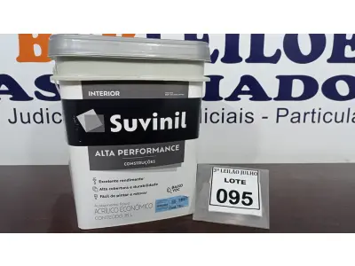 LOTE 095 - 01 BALDE DE TINTA SUVINIL INTERIORES FOSCOS 18L NA COR FOSCO BRANCO. VENCIMENTO 10/2027 (NOVO) (NO ESTADO) ATENÇÃO! FAZER A VISITAÇÃO ANTES DE ARREMATAR, NÃO SABEMOS SE FUNCIONA. LEILÃO NÃO TEM GARANTIA E NEM DEVOLUÇÃO, SUJEITO A POSSÍVEIS AVARIAS VISÍVEIS/OCULTAS E/OU AUSÊNCIA DE COMPONENTES.