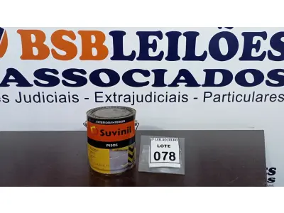 LOTE 078 - 01 LATA DE TINTA PARA PISOS 3,6L NA COR FOSCO CERÂMICA MARCA SUVINIL. (NO ESTADO) ATENÇÃO! FAZER A VISITAÇÃO ANTES DE ARREMATAR, NÃO SABEMOS SE FUNCIONA, LEILÃO NÃO TEM GARANTIA E NEM DEVOLUÇÃO, SUJEITO A POSSÍVEIS AVARIAS VISÍVEIS/OCULTAS E/OU AUSÊNCIA DE COMPONENTES.