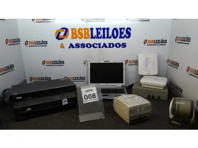 LOTE 008 - 01 NOTEBOOK WIN, 01 APARELHO DE DVD MARCA PIONEER, 01 APARELHO DE VÍDEO CASSETE MARCA TOSHIBA, 01 IMPRESSORA DE ETIQUETA, 01 IMPRESSORA DE CUPOM, 01 DISTRIBUIDOR DE VÍDEO E 02 PONTOS DE ACESO SEM FIO. (NO ESTADO) ATENÇÃO! FAZER A VISITAÇÃO ANTES DE ARREMATAR, NÃO SABEMOS SE FUNCIONA, LEILÃO NÃO TEM GARANTIA E NEM DEVOLUÇÃO, SUJEITO A POSSÍVEIS AVARIAS VISÍVEIS/OCULTAS E/OU AUSÊNCIA DE COMPONENTES.