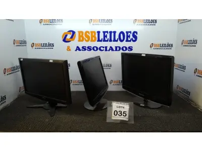 LOTE 035 - 03 MONITORES LCD DE MARCAS E MODELOS VARIADOS. (NO ESTADO) ATENÇÃO! FAZER A VISITAÇÃO ANTES DE ARREMATAR, NÃO SABEMOS SE FUNCIONA, LEILÃO NÃO TEM GARANTIA E NEM DEVOLUÇÃO, SUJEITO A POSSÍVEIS AVARIAS VISÍVEIS/OCULTAS E/OU AUSÊNCIA DE COMPONENTES.