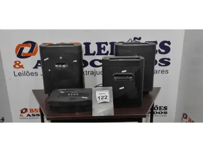 LOTE 122 - 04 FRAGMENTADORAS DE PAPEL. (NO ESTADO) ATENÇÃO! FAZER A VISITAÇÃO ANTES DE ARREMATAR, NÃO SABEMOS SE FUNCIONA. LEILÃO NÃO TEM GARANTIA E NEM DEVOLUÇÃO, SUJEITO A POSSÍVEIS AVARIAS VISÍVEIS/OCULTAS E/OU AUSÊNCIA DE COMPONENTES.