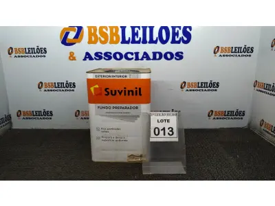 LOTE 013 - 01 LATA DE FUNDO PREPARADOR INTERIOR/EXTERIOR 18L MARCA SUVINIL. (NO ESTADO) ATENÇÃO! FAZER A VISITAÇÃO ANTES DE ARREMATAR, NÃO SABEMOS SE FUNCIONA, LEILÃO NÃO TEM GARANTIA E NEM DEVOLUÇÃO, SUJEITO A POSSÍVEIS AVARIAS VISÍVEIS/OCULTAS E/OU AUSÊNCIA DE COMPONENTES.