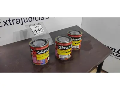 LOTE 144 - 03 LATAS DE ESMALTE SINTÉTICO DE 900ML CORES VARIADAS MARCA GLASURIT. (NO ESTADO) ATENÇÃO! FAZER A VISITAÇÃO ANTES DE ARREMATAR, NÃO SABEMOS SE FUNCIONA, LEILÃO NÃO TEM GARANTIA E NEM DEVOLUÇÃO, SUJEITO A POSSÍVEIS AVARIAS VISÍVEIS/OCULTAS E/OU AUSÊNCIA DE COMPONENTES.