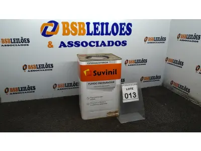 LOTE 013 - 01 LATA DE FUNDO PREPARADOR INTERIOR/EXTERIOR 18L MARCA SUVINIL. (NO ESTADO) ATENÇÃO! FAZER A VISITAÇÃO ANTES DE ARREMATAR, NÃO SABEMOS SE FUNCIONA, LEILÃO NÃO TEM GARANTIA E NEM DEVOLUÇÃO, SUJEITO A POSSÍVEIS AVARIAS VISÍVEIS/OCULTAS E/OU AUSÊNCIA DE COMPONENTES.