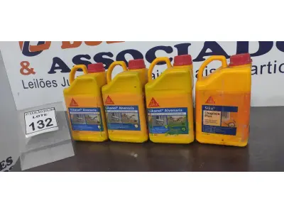 LOTE 132 - 03 GALÕES DE ADITIVO PLASTIFICANTE PARA ARGAMASSA DE ASSENTAMENTO E REBOCO DE 3,6LTS CADA MARCA SIKA E 01 CHAPISCO PLUS 3,6L MARCA SIKA. (NO ESTADO) ATENÇÃO! FAZER A VISITAÇÃO ANTES DE ARREMATAR, NÃO SABEMOS SE FUNCIONA, LEILÃO NÃO TEM GARANTIA E NEM DEVOLUÇÃO, SUJEITO A POSSÍVEIS AVARIAS VISÍVEIS/OCULTAS E/OU AUSÊNCIA DE COMPONENTES.