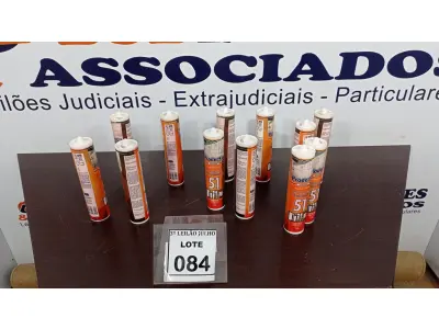 LOTE 084 - 12 BISNAGAS DE SELANTE SILICONE COM 260G MARCA PRODERSIL. (NO ESTADO) ATENÇÃO! FAZER A VISITAÇÃO ANTES DE ARREMATAR, NÃO SABEMOS SE FUNCIONA, LEILÃO NÃO TEM GARANTIA E NEM DEVOLUÇÃO, SUJEITO A POSSÍVEIS AVARIAS VISÍVEIS/OCULTAS E/OU AUSÊNCIA DE COMPONENTES.