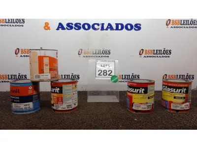 LOTE 282 - 05 LATAS DE ESMALTE SINTÉTICO DE 900ML CORES VARIADAS MARCA VARIADAS. (NO ESTADO) ATENÇÃO! FAZER A VISITAÇÃO ANTES DE ARREMATAR, NÃO SABEMOS SE FUNCIONA, LEILÃO NÃO TEM GARANTIA E NEM DEVOLUÇÃO, SUJEITO A POSSÍVEIS AVARIAS VISÍVEIS/OCULTAS E/OU AUSÊNCIA DE COMPONENTES.