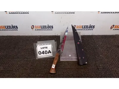 LOTE 040 - FACA ARTESANAL JAVALIZEIRA AÇO CARBONO TEMPERA INTEGRAL 10,5POLEGADAS DE LAMINA BAINHA EM COURO (NO ESTADO) ATENÇÃO! FAZER A VISITAÇÃO ANTES DE ARREMATAR, NÃO SABEMOS SE FUNCIONA, LEILÃO NÃO TEM GARANTIA E NEM DEVOLUÇÃO, SUJEITO A POSSÍVEIS AVARIAS VISÍVEIS/OCULTAS E/OU AUSÊNCIA DE COMPONENTES.