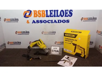 LOTE 070 - FURADEIRA DE IMPACTO 220V 500W ACESSÓRIOS RÉGUA DE POSICIONAMENTO CHAVE E ALÇA (NO ESTADO) ATENÇÃO! FAZER A VISITAÇÃO ANTES DE ARREMATAR, NÃO SABEMOS SE FUNCIONA, LEILÃO NÃO TEM GARANTIA E NEM DEVOLUÇÃO, SUJEITO A POSSÍVEIS AVARIAS VISÍVEIS/OCULTAS E/OU AUSÊNCIA DE COMPONENTES.
