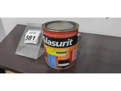 LOTE 381 - 01 LATA DE ESMALTE SINTÉTICO COM 3,6L NA COR BRILHANTE AZUL REAL MARCA GLASURIT. (NO ESTADO) ATENÇÃO! FAZER A VISITAÇÃO ANTES DE ARREMATAR, NÃO SABEMOS SE FUNCIONA, LEILÃO NÃO TEM GARANTIA E NEM DEVOLUÇÃO, SUJEITO A POSSÍVEIS AVARIAS VISÍVEIS/OCULTAS E/OU AUSÊNCIA DE COMPONENTES.