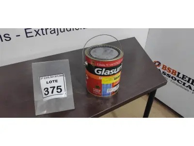 LOTE 375 - 01 LATA DE ESMALTE SINTÉTICO COM 3,6L NA COR BRILHANTE VERDE PRIMAVERA GLASURIT. (NO ESTADO) ATENÇÃO! FAZER A VISITAÇÃO ANTES DE ARREMATAR, NÃO SABEMOS SE FUNCIONA, LEILÃO NÃO TEM GARANTIA E NEM DEVOLUÇÃO, SUJEITO A POSSÍVEIS AVARIAS VISÍVEIS/OCULTAS E/OU AUSÊNCIA DE COMPONENTES.