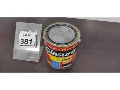 LOTE 381 - 01 LATA DE ESMALTE SINTÉTICO COM 3,6L NA COR BRILHANTE AZUL REAL MARCA GLASURIT. (NO ESTADO) ATENÇÃO! FAZER A VISITAÇÃO ANTES DE ARREMATAR, NÃO SABEMOS SE FUNCIONA, LEILÃO NÃO TEM GARANTIA E NEM DEVOLUÇÃO, SUJEITO A POSSÍVEIS AVARIAS VISÍVEIS/OCULTAS E/OU AUSÊNCIA DE COMPONENTES.