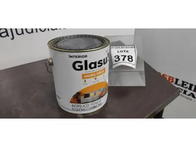 LOTE 378 - 01 LATA DE TINTA ACRÍLICO FOSCO 3,6L NA COR FOSCO CAMURÇA MARCA GLASU. (NO ESTADO) ATENÇÃO! FAZER A VISITAÇÃO ANTES DE ARREMATAR, NÃO SABEMOS SE FUNCIONA. LEILÃO NÃO TEM GARANTIA E NEM DEVOLUÇÃO, SUJEITO A POSSÍVEIS AVARIAS VISÍVEIS/OCULTAS E/OU AUSÊNCIA DE COMPONENTES.