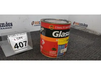 LOTE 407 - 01 LATA DE ESMALTE SINTÉTICO COM 3,6L NA COR BRILHANTE AZUL REAL MARCA GLASURIT. (NO ESTADO) ATENÇÃO! FAZER A VISITAÇÃO ANTES DE ARREMATAR, NÃO SABEMOS SE FUNCIONA, LEILÃO NÃO TEM GARANTIA E NEM DEVOLUÇÃO, SUJEITO A POSSÍVEIS AVARIAS VISÍVEIS/OCULTAS E/OU AUSÊNCIA DE COMPONENTES.