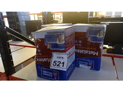 LOTE 521 - 03 LATAS DE TINTA ACRÍLICA METALATEX SHERWIN-WILLIAMS 16L NA COR PALHA. (NO ESTADO) ATENÇÃO! FAZER A VISITAÇÃO ANTES DE ARREMATAR, NÃO SABEMOS SE FUNCIONA, LEILÃO NÃO TEM GARANTIA E NEM DEVOLUÇÃO, SUJEITO A POSSÍVEIS AVARIAS VISÍVEIS/OCULTAS E/OU AUSÊNCIA DE COMPONENTES.