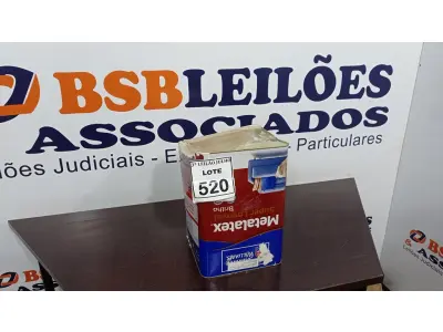 LOTE 520 - 01 LATA DE TINTA ACRÍLICA METALATEX SHERWIN-WILLIAMS 16L NA COR PALHA. (NO ESTADO) ATENÇÃO! FAZER A VISITAÇÃO ANTES DE ARREMATAR, NÃO SABEMOS SE FUNCIONA, LEILÃO NÃO TEM GARANTIA E NEM DEVOLUÇÃO, SUJEITO A POSSÍVEIS AVARIAS VISÍVEIS/OCULTAS E/OU AUSÊNCIA DE COMPONENTES.