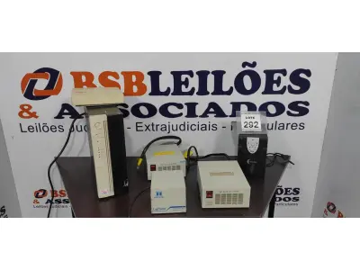 LOTE 292 - 03 NOBREAKS, 01 ESTABILIZADOR, 01 TRANSFORMADOR E 01 CENTRAL DE TELEFONIA. (NO ESTADO) ATENÇÃO! FAZER A VISITAÇÃO ANTES DE ARREMATAR, NÃO SABEMOS SE FUNCIONA, LEILÃO NÃO TEM GARANTIA E NEM DEVOLUÇÃO, SUJEITO A POSSÍVEIS AVARIAS VISÍVEIS/OCULTAS E/OU AUSÊNCIA DE COMPONENTES.