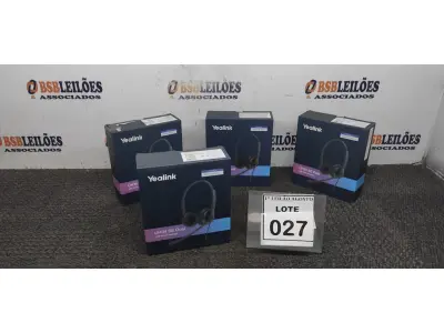 LOTE 027 - 04 HEADSET COM MICROFONE MARCA YEALINK. (NO ESTADO) ATENÇÃO! FAZER A VISITAÇÃO ANTES DE ARREMATAR, NÃO SABEMOS SE FUNCIONA. LEILÃO NÃO TEM GARANTIA E NEM DEVOLUÇÃO, SUJEITO A POSSÍVEIS AVARIAS VISÍVEIS/OCULTAS E/OU AUSÊNCIA DE COMPONENTES.