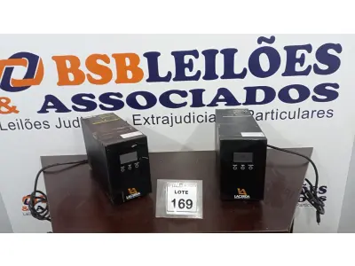 LOTE 169 - 02 NOBREAKS MARCA LACERDA. (NO ESTADO) ATENÇÃO! FAZER A VISITAÇÃO ANTES DE ARREMATAR, NÃO SABEMOS SE FUNCIONA. LEILÃO NÃO TEM GARANTIA E NEM DEVOLUÇÃO, SUJEITO A POSSÍVEIS AVARIAS VISÍVEIS/OCULTAS E/OU AUSÊNCIA DE COMPONENTES.