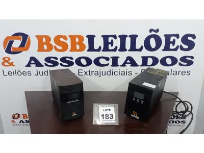 LOTE 183 - 02 NOBREAKS. (NO ESTADO) ATENÇÃO! FAZER A VISITAÇÃO ANTES DE ARREMATAR, NÃO SABEMOS SE FUNCIONA. LEILÃO NÃO TEM GARANTIA E NEM DEVOLUÇÃO, SUJEITO A POSSÍVEIS AVARIAS VISÍVEIS/OCULTAS E/OU AUSÊNCIA DE COMPONENTES.