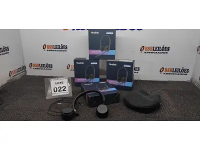LOTE 022 - 04 HEADSET COM MICROFONE MARCA YEALINK. (NO ESTADO) ATENÇÃO! FAZER A VISITAÇÃO ANTES DE ARREMATAR, NÃO SABEMOS SE FUNCIONA. LEILÃO NÃO TEM GARANTIA E NEM DEVOLUÇÃO, SUJEITO A POSSÍVEIS AVARIAS VISÍVEIS/OCULTAS E/OU AUSÊNCIA DE COMPONENTES.