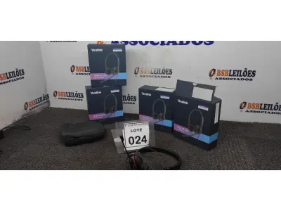 LOTE 024 - 04 HEADSET COM MICROFONE MARCA YEALINK. (NO ESTADO) ATENÇÃO! FAZER A VISITAÇÃO ANTES DE ARREMATAR, NÃO SABEMOS SE FUNCIONA. LEILÃO NÃO TEM GARANTIA E NEM DEVOLUÇÃO, SUJEITO A POSSÍVEIS AVARIAS VISÍVEIS/OCULTAS E/OU AUSÊNCIA DE COMPONENTES.