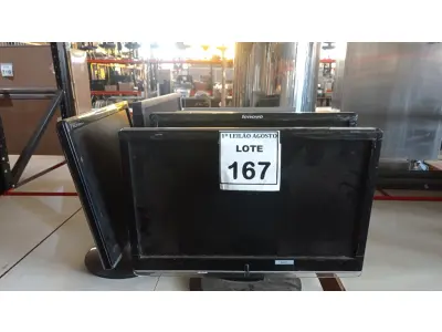 LOTE 167 - 06 MONITORES LCD DE MARCAS E MODELOS DIVERSOS. (NO ESTADO) ATENÇÃO! FAZER A VISITAÇÃO ANTES DE ARREMATAR, NÃO SABEMOS SE FUNCIONA. LEILÃO NÃO TEM GARANTIA E NEM DEVOLUÇÃO, SUJEITO A POSSÍVEIS AVARIAS VISÍVEIS/OCULTAS E/OU AUSÊNCIA DE COMPONENTES.