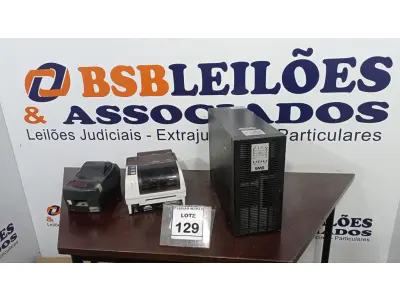 LOTE 129 - 02 IMPRESSORAS DE ETIQUETA E 01 NOBREAK MARCA SMS. (NO ESTADO) ATENÇÃO! FAZER A VISITAÇÃO ANTES DE ARREMATAR, NÃO SABEMOS SE FUNCIONA. LEILÃO NÃO TEM GARANTIA E NEM DEVOLUÇÃO, SUJEITO A POSSÍVEIS AVARIAS VISÍVEIS/OCULTAS E/OU AUSÊNCIA DE COMPONENTES.