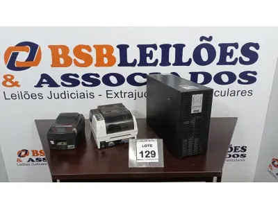 LOTE 129 - 02 IMPRESSORAS DE ETIQUETA E 01 NOBREAK MARCA SMS. (NO ESTADO) ATENÇÃO! FAZER A VISITAÇÃO ANTES DE ARREMATAR, NÃO SABEMOS SE FUNCIONA. LEILÃO NÃO TEM GARANTIA E NEM DEVOLUÇÃO, SUJEITO A POSSÍVEIS AVARIAS VISÍVEIS/OCULTAS E/OU AUSÊNCIA DE COMPONENTES.