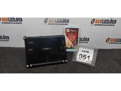 LOTE 051 - 01 TABLET MARCA LG E 01 NETBOOK MARCA MOOVE. (NO ESTADO) ATENÇÃO! FAZER A VISITAÇÃO ANTES DE ARREMATAR, NÃO SABEMOS SE FUNCIONA. LEILÃO NÃO TEM GARANTIA E NEM DEVOLUÇÃO, SUJEITO A POSSÍVEIS AVARIAS VISÍVEIS/OCULTAS E/OU AUSÊNCIA DE COMPONENTES.