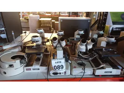 LOTE 089 - 09 MICROSCÓPIOS PARA RETIRADA DE PEÇAS. (NO ESTADO) ATENÇÃO! FAZER A VISITAÇÃO ANTES DE ARREMATAR, NÃO SABEMOS SE FUNCIONA, LEILÃO NÃO TEM GARANTIA E NEM DEVOLUÇÃO, SUJEITO A POSSÍVEIS AVARIAS VISÍVEIS/OCULTAS E/OU AUSÊNCIA DE COMPONENTES.