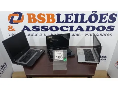 LOTE 108 - 03 NOTEBOOKS DE MARCA E MODELOS DIVERSOS PARA RETIRADA DE PEÇAS. (NO ESTADO) ATENÇÃO! FAZER A VISITAÇÃO ANTES DE ARREMATAR, NÃO SABEMOS SE FUNCIONA. LEILÃO NÃO TEM GARANTIA E NEM DEVOLUÇÃO, SUJEITO A POSSÍVEIS AVARIAS VISÍVEIS/OCULTAS E/OU AUSÊNCIA DE COMPONENTES.