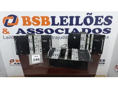 LOTE 246 - 03 CENTRAIS PABX INTELBRAS. (NO ESTADO) ATENÇÃO! FAZER A VISITAÇÃO ANTES DE ARREMATAR, NÃO SABEMOS SE FUNCIONA, LEILÃO NÃO TEM GARANTIA E NEM DEVOLUÇÃO, SUJEITO A POSSÍVEIS AVARIAS VISÍVEIS/OCULTAS E/OU AUSÊNCIA DE COMPONENTES.