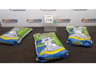 LOTE 118 - 03 PACOTES DE GRANULADOS SANITÁRIO COM 4KG CADA. (NO ESTADO) ATENÇÃO! FAZER A VISITAÇÃO ANTES DE ARREMATAR, NÃO SABEMOS SE FUNCIONA, LEILÃO NÃO TEM GARANTIA E NEM DEVOLUÇÃO, SUJEITO A POSSÍVEIS AVARIAS VISÍVEIS/OCULTAS E/OU AUSÊNCIA DE COMPONENTES.