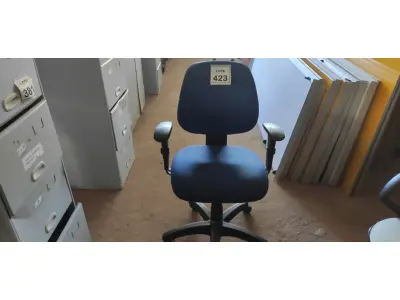 LOTE 423 - 01 CADEIRA DE ESCRITÓRIO COM RODINHAS. (NO ESTADO) ATENÇÃO! FAZER A VISITAÇÃO ANTES DE ARREMATAR, NÃO SABEMOS SE FUNCIONA. LEILÃO NÃO TEM GARANTIA E NEM DEVOLUÇÃO, SUJEITO A POSSÍVEIS AVARIAS VISÍVEIS/OCULTAS E/OU AUSÊNCIA DE COMPONENTES.