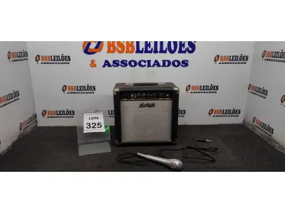 LOTE 325 - 01 AMPLIFICADOR COM MICROFONE E CABO. (NO ESTADO) ATENÇÃO! FAZER A VISITAÇÃO ANTES DE ARREMATAR, NÃO SABEMOS SE FUNCIONA, LEILÃO NÃO TEM GARANTIA E NEM DEVOLUÇÃO, SUJEITO A POSSÍVEIS AVARIAS VISÍVEIS/OCULTAS E/OU AUSÊNCIA DE COMPONENTES.