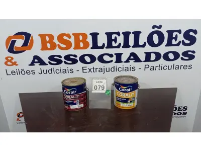 LOTE 079 - 02 LATAS DE TINTAS MARCA COLORAL PARA ESMALTE SINTÉTICO, MADEIRA E METAL NAS CORES ACETINADO E BRILHANTE COM 3,2L CADA.  (NO ESTADO) ATENÇÃO! FAZER A VISITAÇÃO ANTES DE ARREMATAR, NÃO SABEMOS SE FUNCIONA, LEILÃO NÃO TEM GARANTIA E NEM DEVOLUÇÃO, SUJEITO A POSSÍVEIS AVARIAS VISÍVEIS/OCULTAS E/OU AUSÊNCIA DE COMPONENTES.