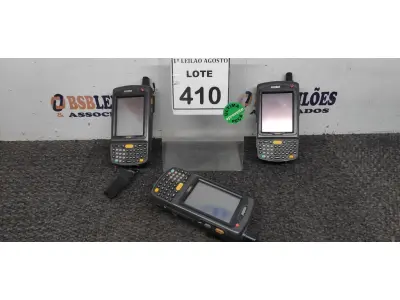 LOTE 410 - 03 COLETORES DE DADOS MARCA SYMBOL. (NO ESTADO) ATENÇÃO! FAZER A VISITAÇÃO ANTES DE ARREMATAR, NÃO SABEMOS SE FUNCIONA. LEILÃO NÃO TEM GARANTIA E NEM DEVOLUÇÃO, SUJEITO A POSSÍVEIS AVARIAS VISÍVEIS/OCULTAS E/OU AUSÊNCIA DE COMPONENTES.