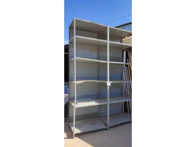 LOTE 449 - 01 ESTANDE DE FERRO DUPLA COM 06 PRATELEIRAS. (NO ESTADO) ATENÇÃO! FAZER A VISITAÇÃO ANTES DE ARREMATAR, NÃO SABEMOS SE FUNCIONA. LEILÃO NÃO TEM GARANTIA E NEM DEVOLUÇÃO, SUJEITO A POSSÍVEIS AVARIAS VISÍVEIS/OCULTAS E/OU AUSÊNCIA DE COMPONENTES.